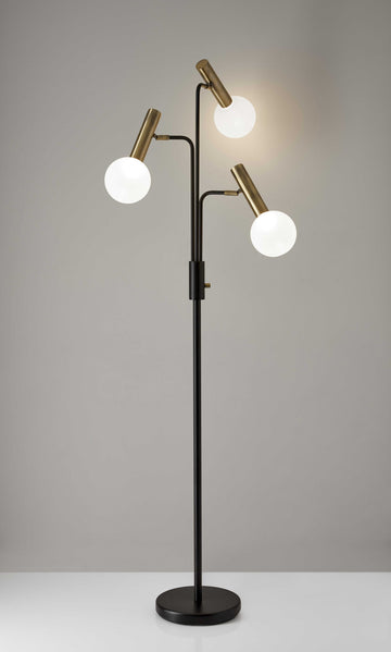 Black And Brass LED 3-Arm Floor Lamp