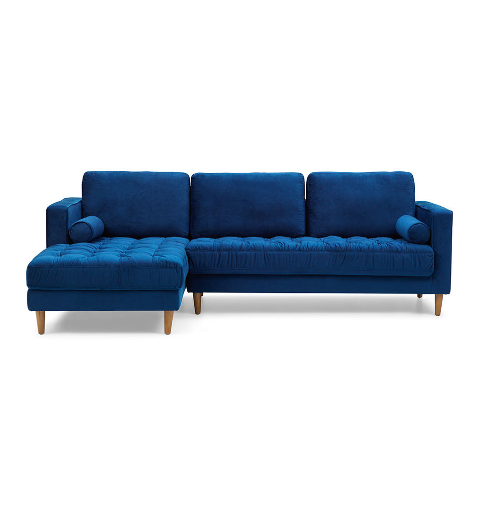 Bente Tufted Velvet Sectional Sofa - Blue