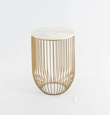 Mie Side Table - Carrara Marble Top & Gold Base